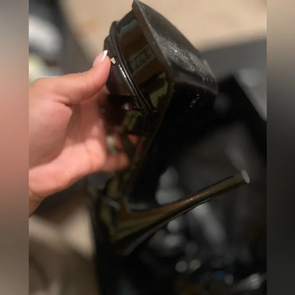 $1150 Sz 36-6 YSL Yves Saint Laurent black Patent Leather Platform Tribute Heel - Picture 7 of 10